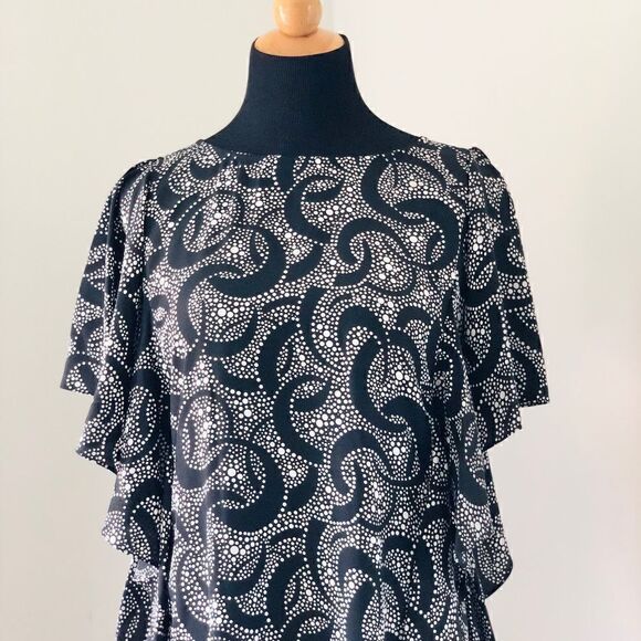 MICHAEL KORS NWOT 100% Silk Black Ruffle Dress - Picture 6 of 8